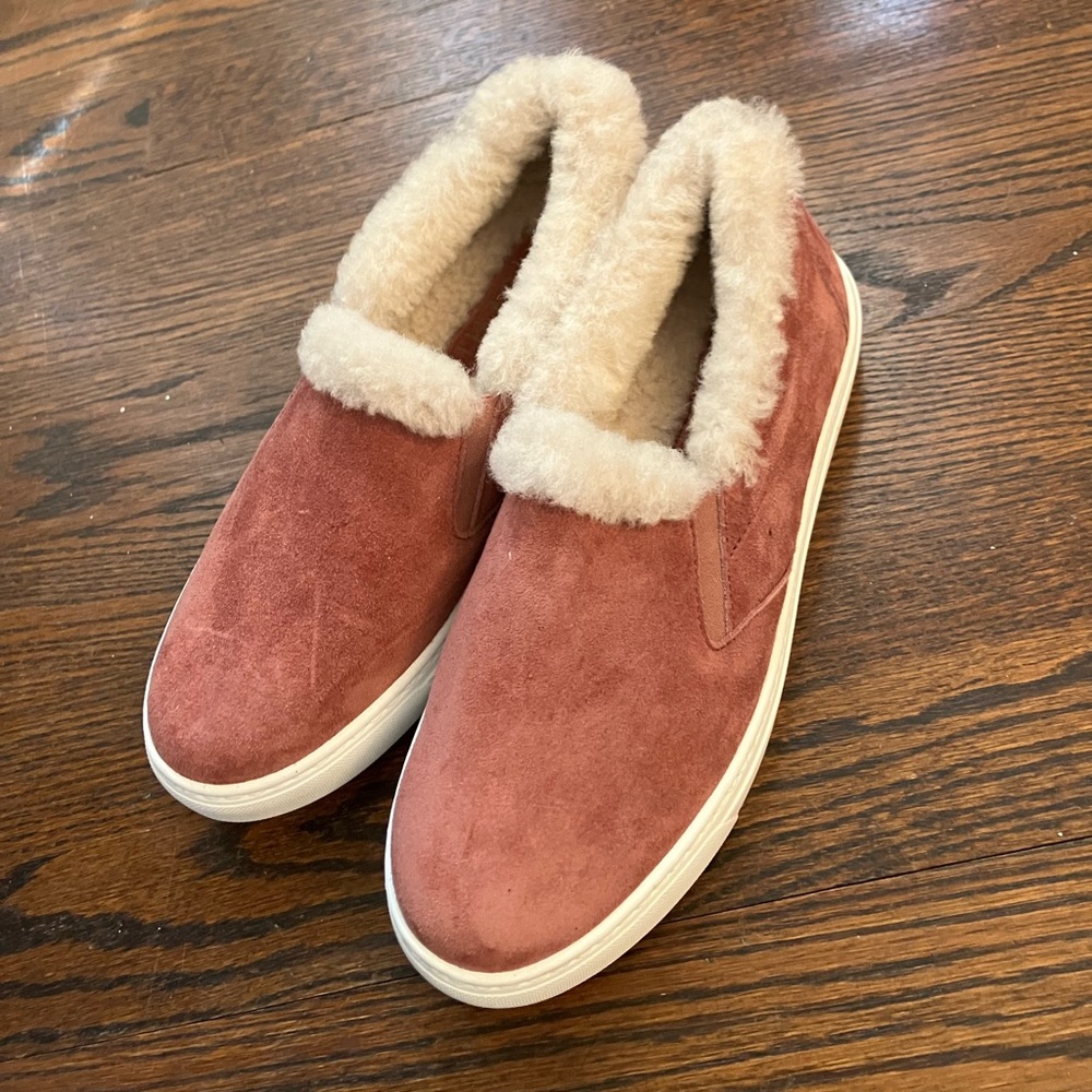 M. Gemi The Luciana Cerchio Shearling Slip On Sneaker Pink Mauve